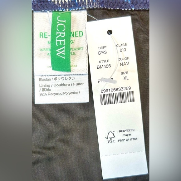 NWT J. Crew String Hipster Full-Coverage Bikini Bottom, Midnight-Blue Floral, XL - Picture 7 of 13